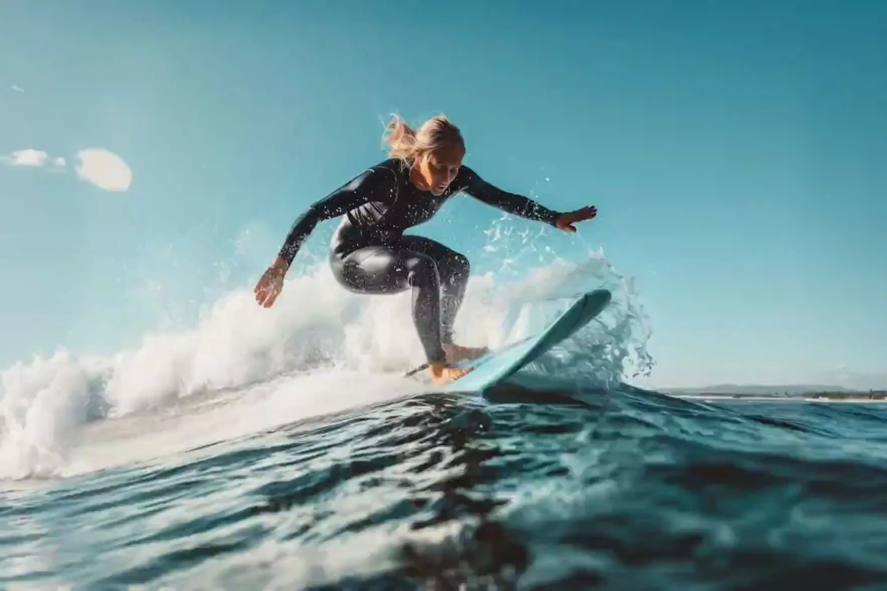 Surfer Carving a Wave
